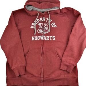 Harry Potter Hogwarts Property Red Hoodie Full Zip Jacket Men XL Graphic Speckle